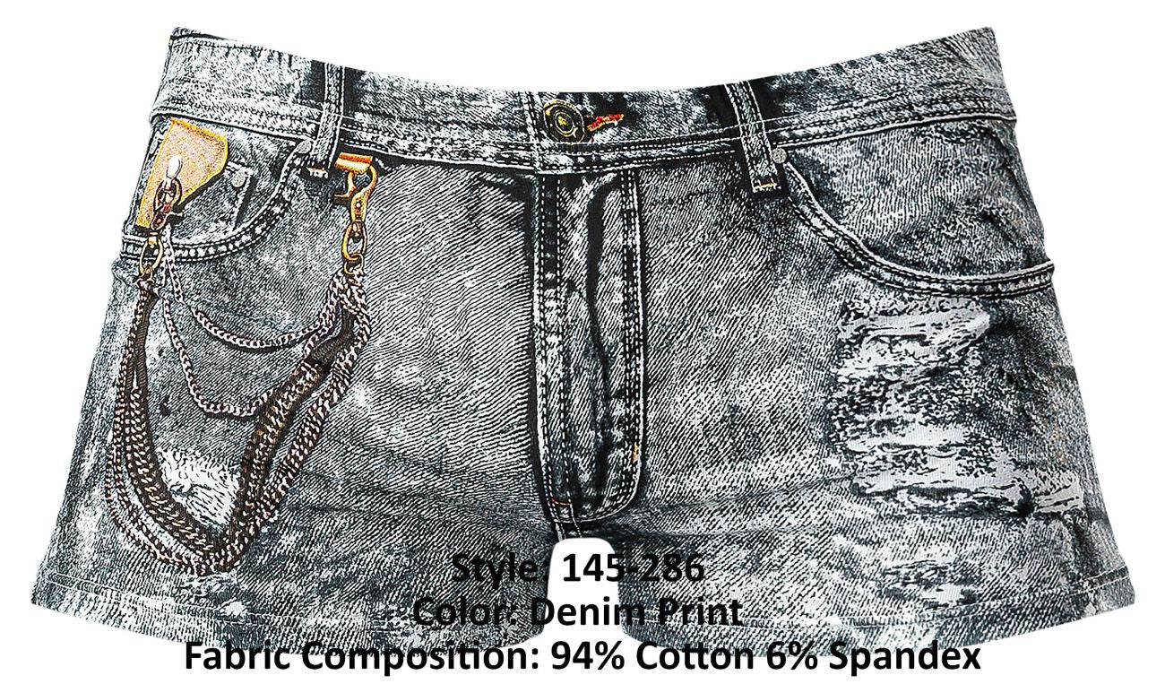 Male Power 145-286 Dirty Denim Mini Short Denim Print