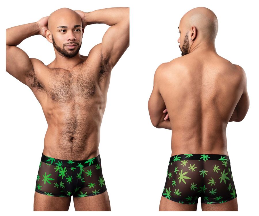 Male Power 145-294 Hazy Dayz Pouch Short Pot Leaf