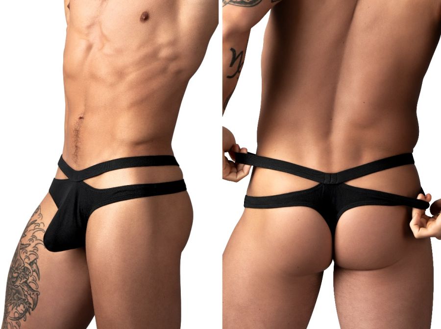 Male Power 237-308 Mens Soft & Eco Cozy Cutout Thong Black