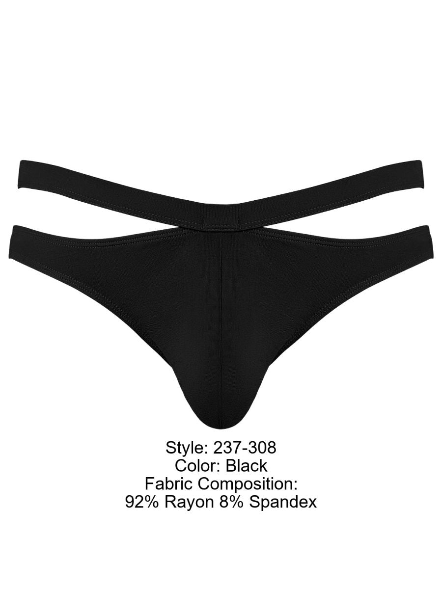 Male Power 237-308 Mens Soft & Eco Cozy Cutout Thong Black