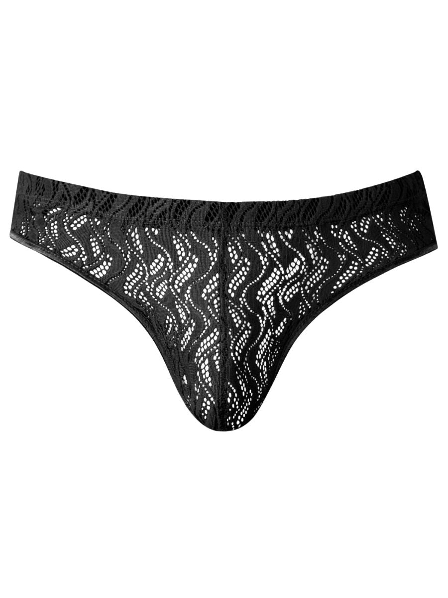 Male Power 330-305 Mens Lace Ripple Moon Jock Black