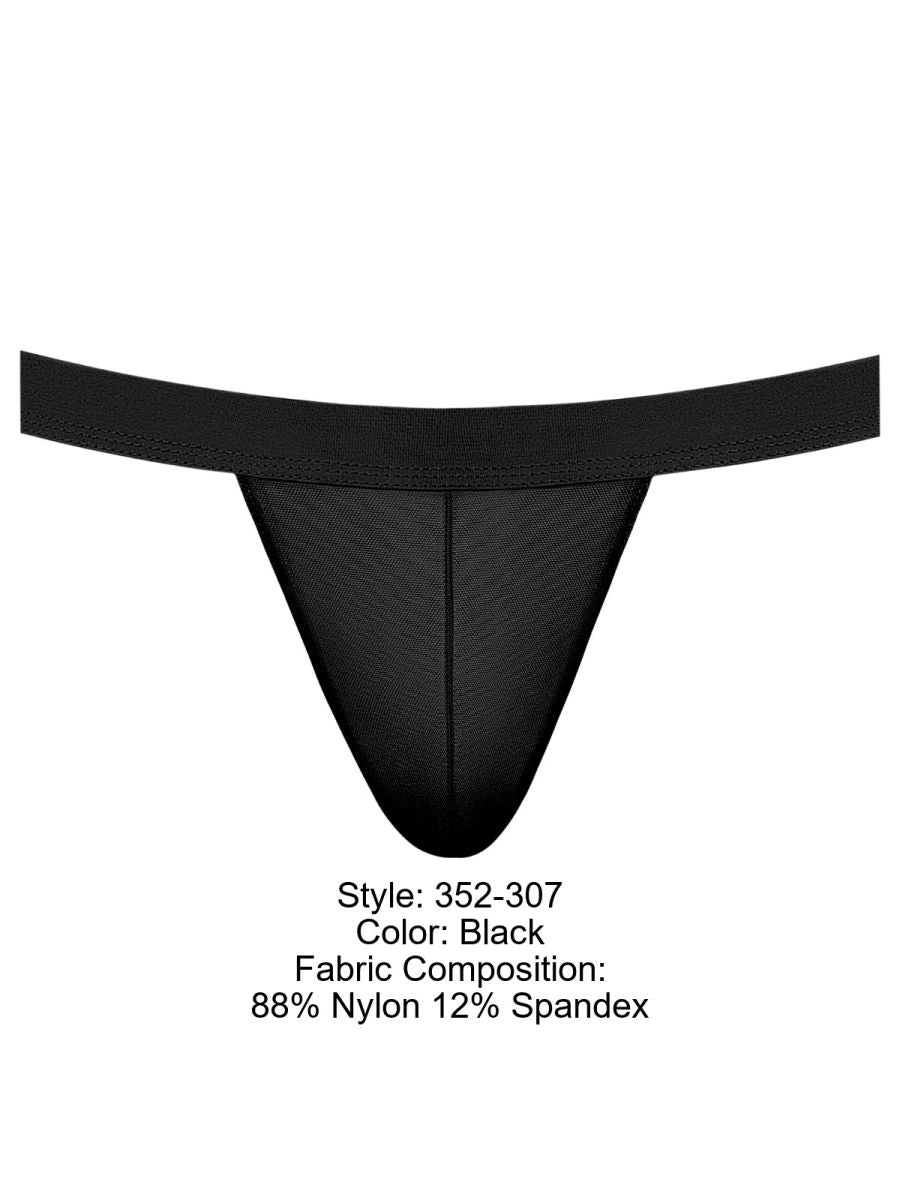 Male Power 352-307 Mens Sheer Mesh 2 Strappy Ring Jock Black