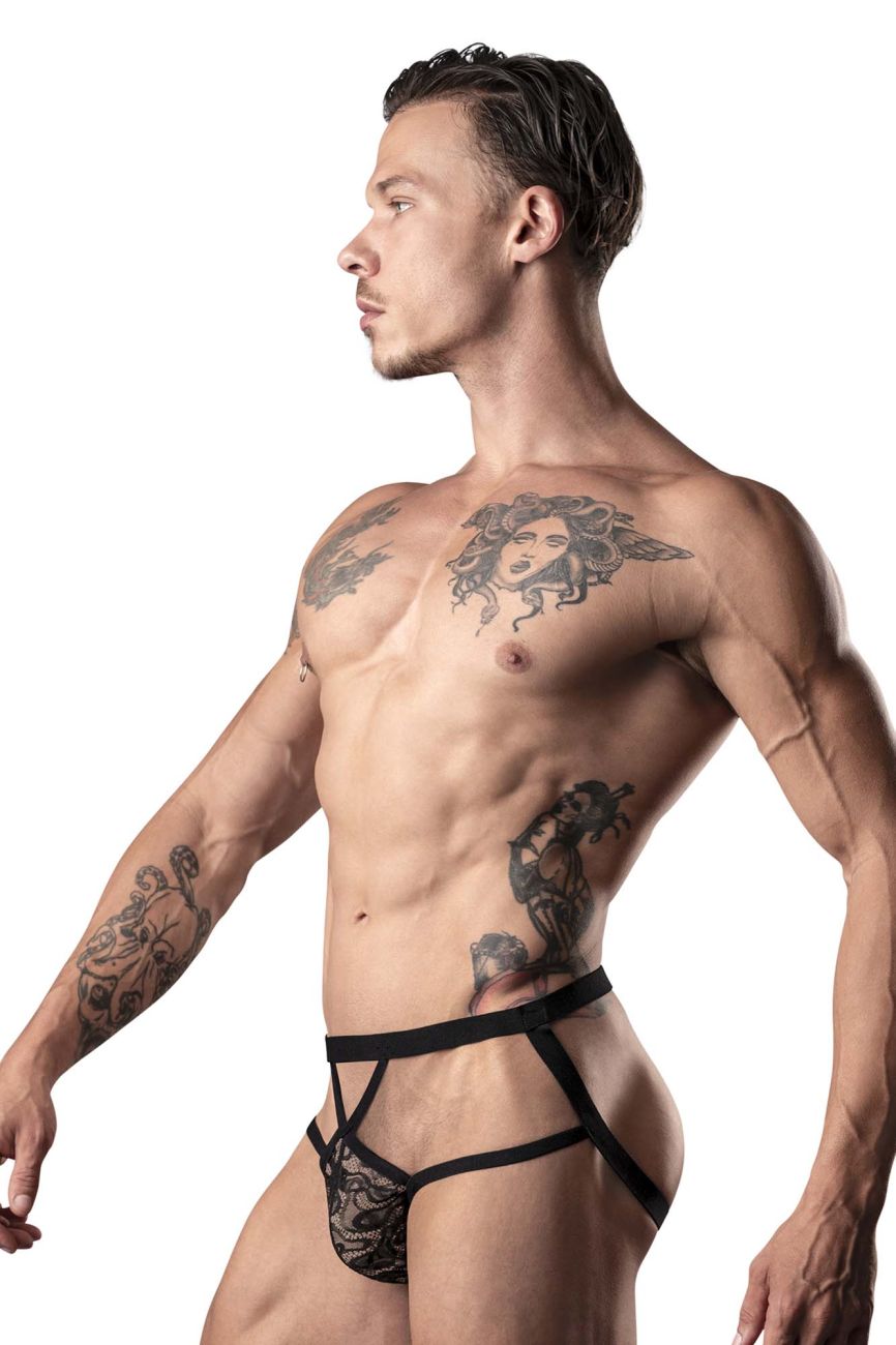 Male Power 394-289 Lucifer Strappy Jock Black