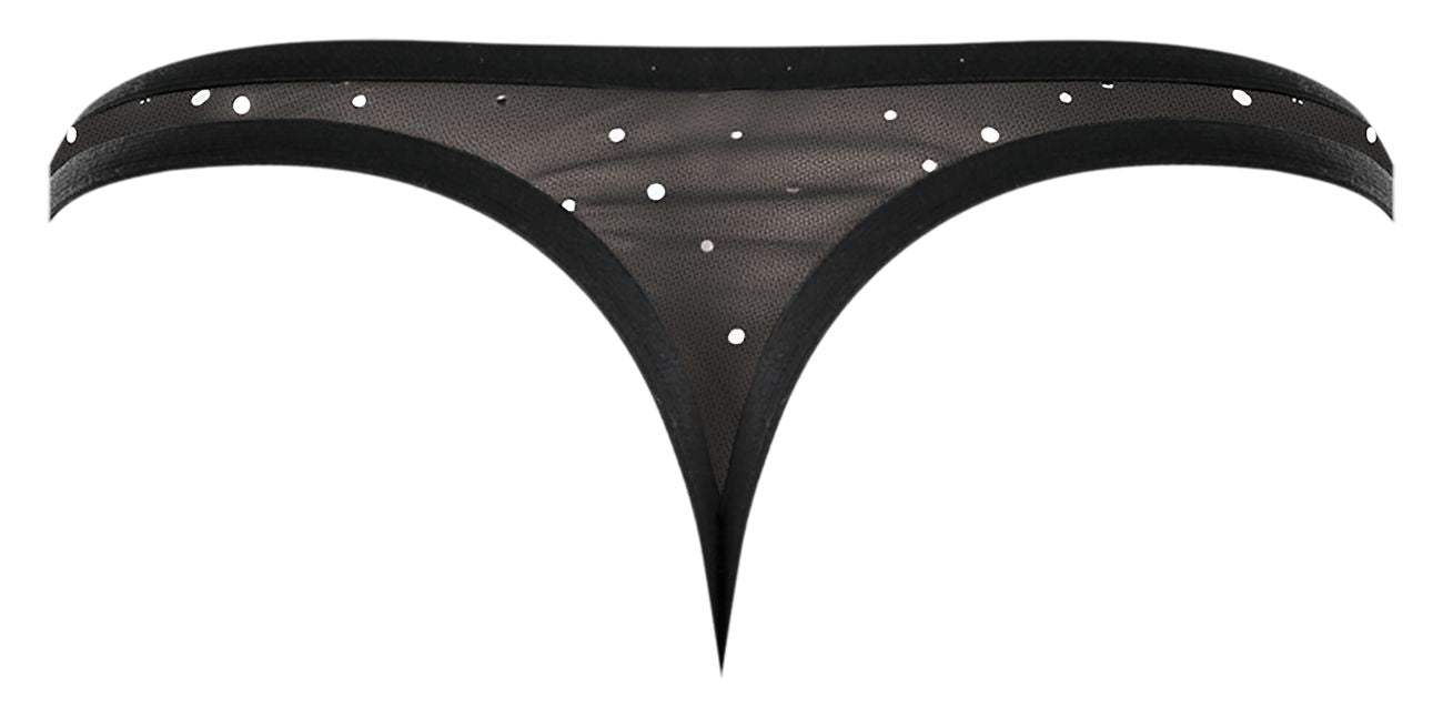 Male Power 407-288 Show Stopper Thong Black Silver Mesh Dot