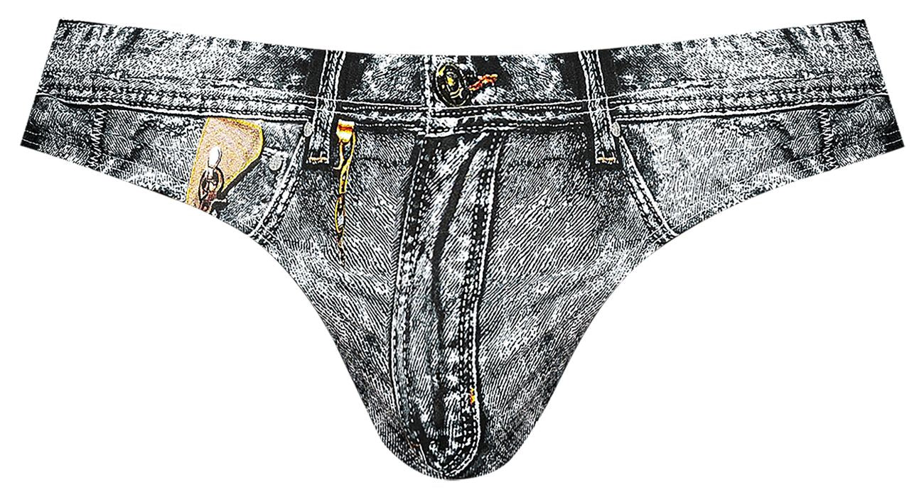 Male Power 440-286 Dirty Denim Thong Denim Print