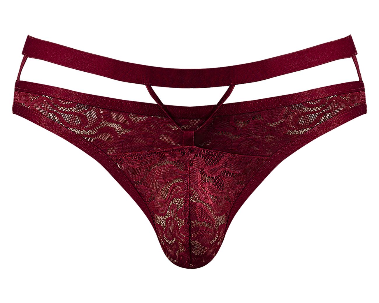 Male Power 446-289 Lucifer Cut Out Strappy Thong Burgundy