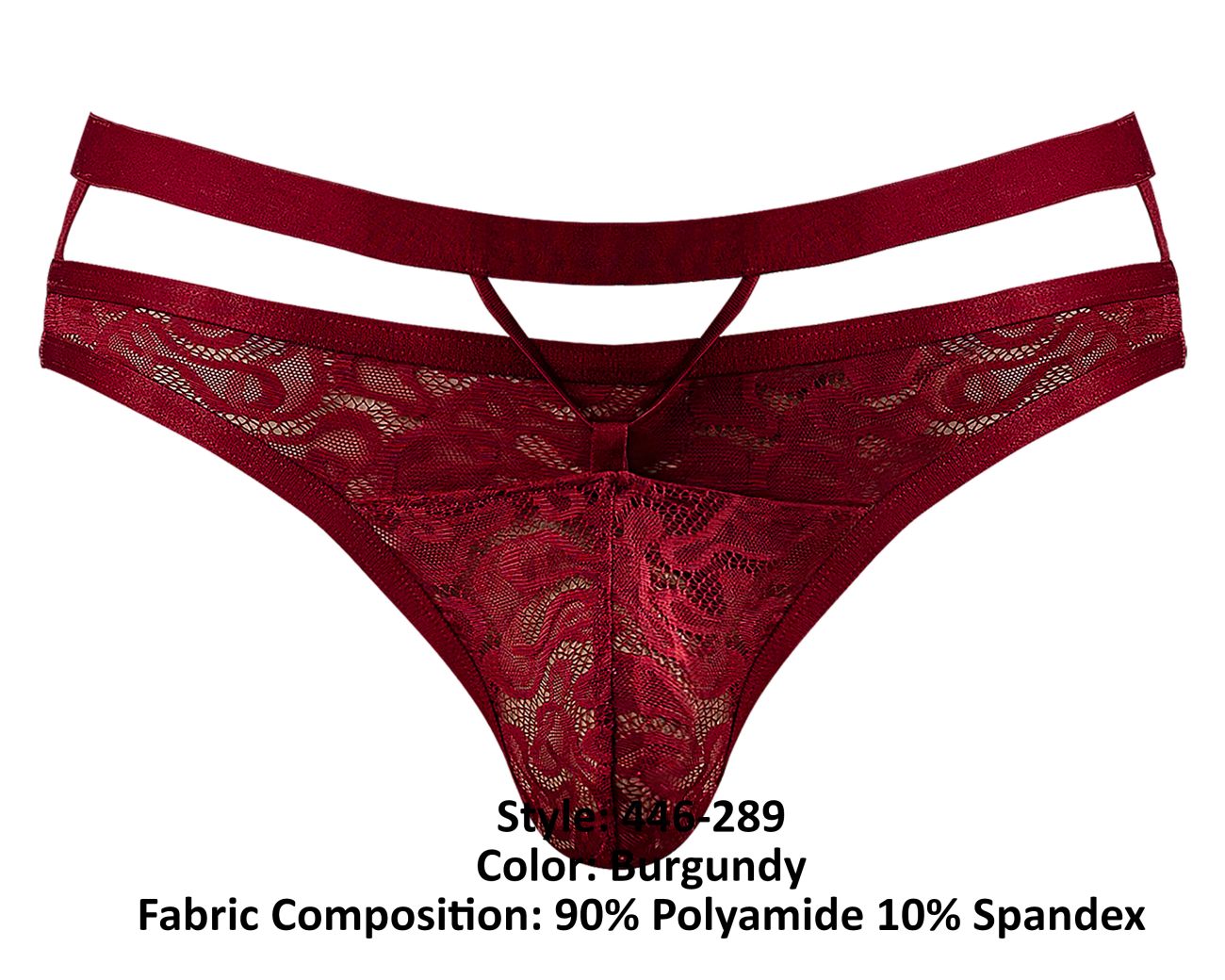 Male Power 446-289 Lucifer Cut Out Strappy Thong Burgundy