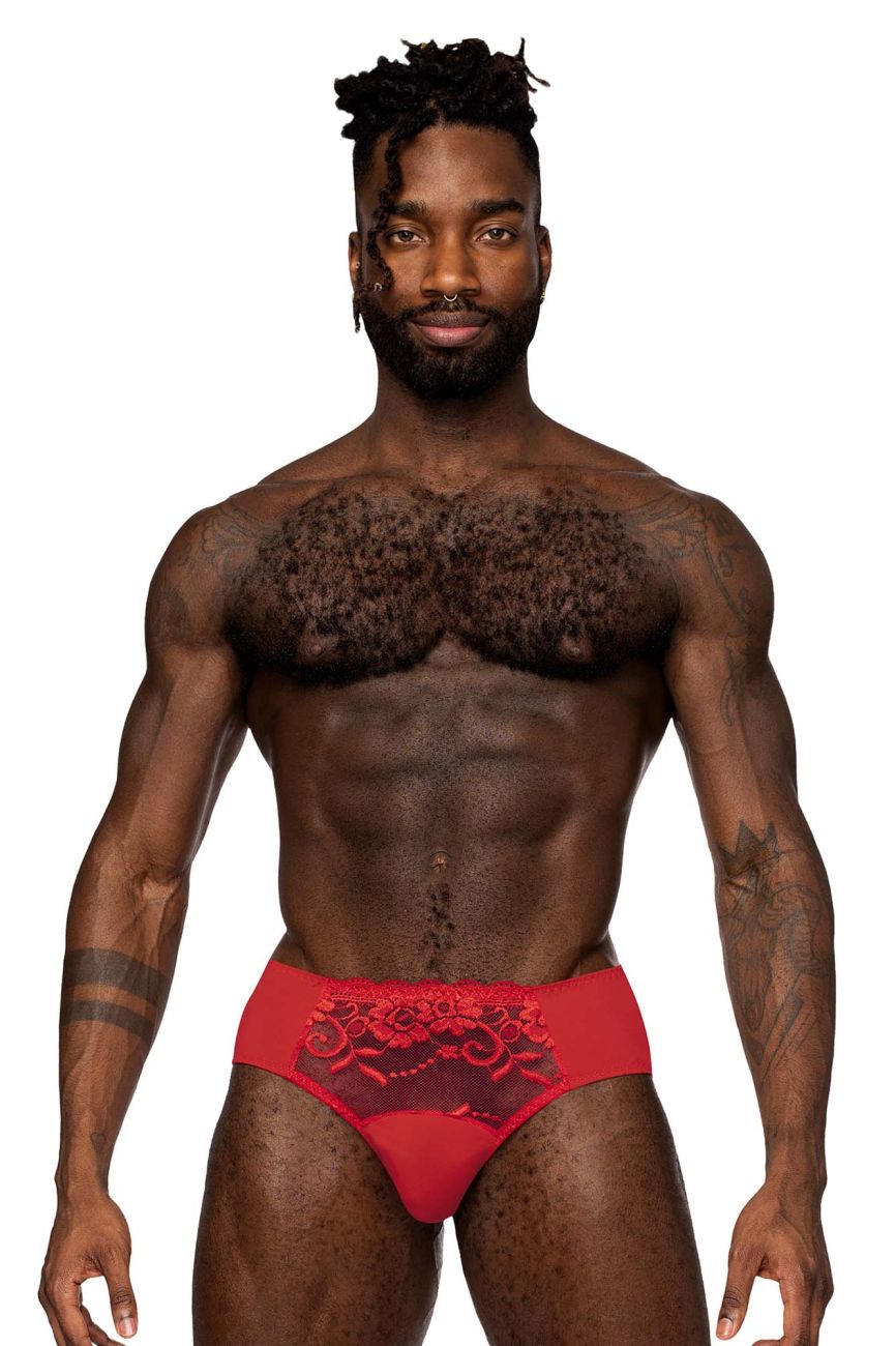 JCSTK - Male Power 492-280 Sassy Lace Bikini Solid Pouch Red