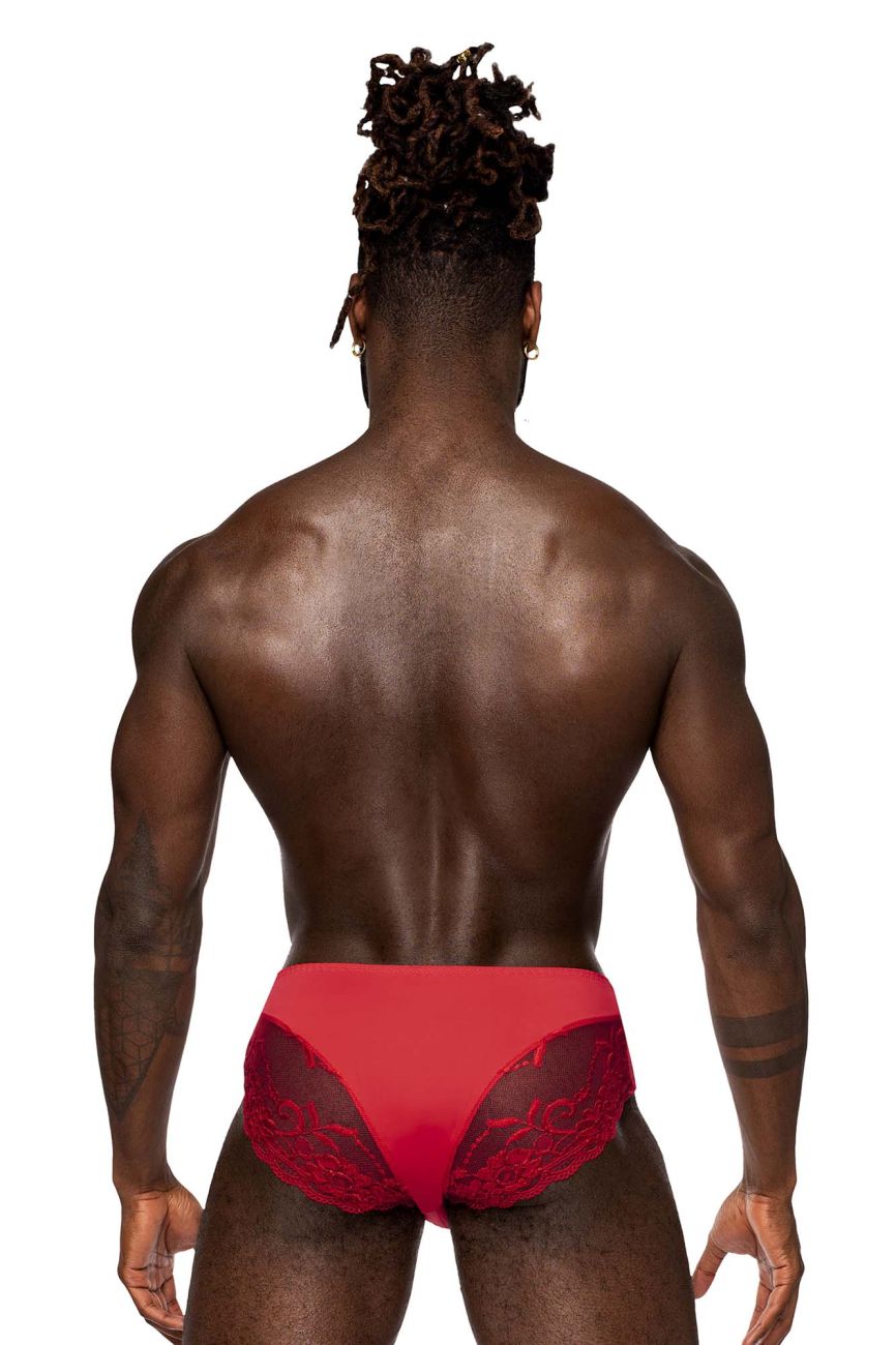 Male Power 492-280 Sassy Lace Bikini Solid Pouch Red