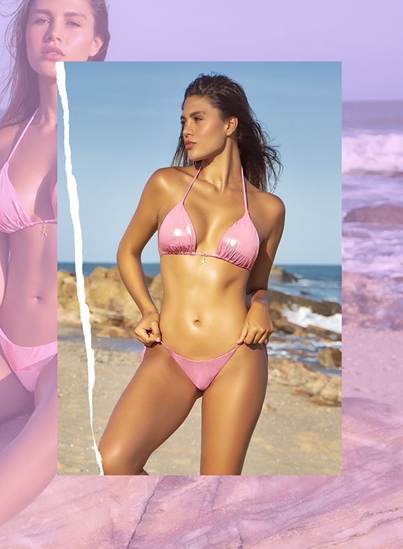 Mapale 67183 Womens Metallic Liquid Two Piece Swimsuit