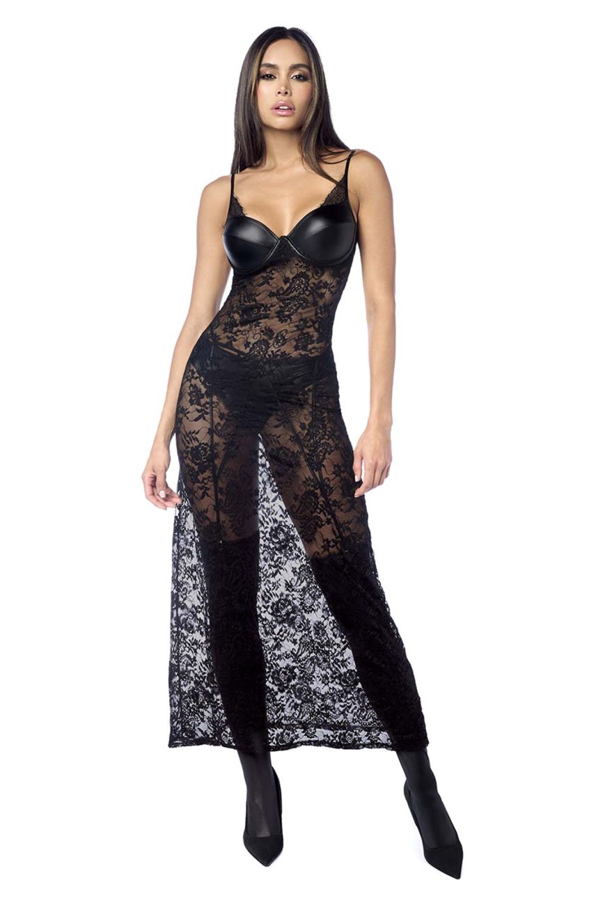 Mapale 7616 Long Gown with matching Panty Garter Belt