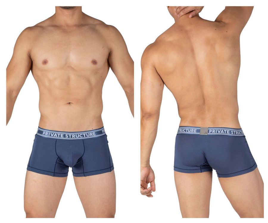 Private Structure PBUT4379 Bamboo Mid Waist Trunks Citadel Blue