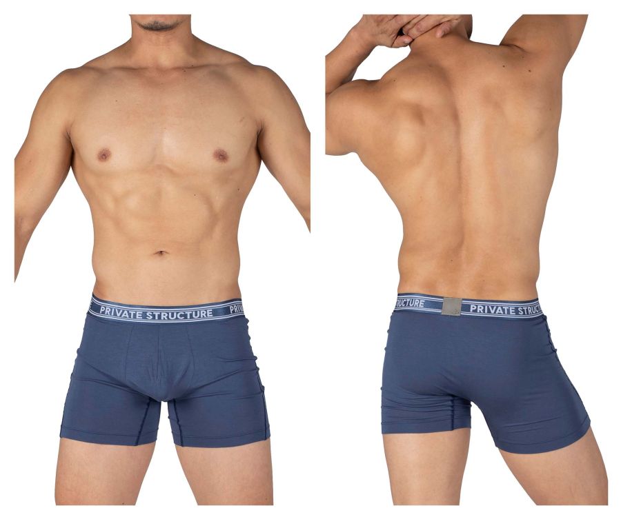 Private Structure PBUT4380 Bamboo Mid Waist Boxer Briefs Citadel Blue