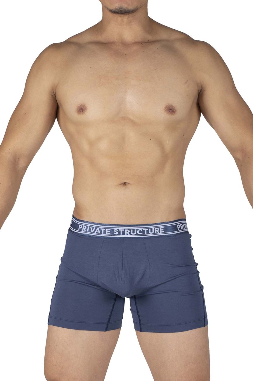 Private Structure PBUT4380 Bamboo Mid Waist Boxer Briefs Citadel Blue