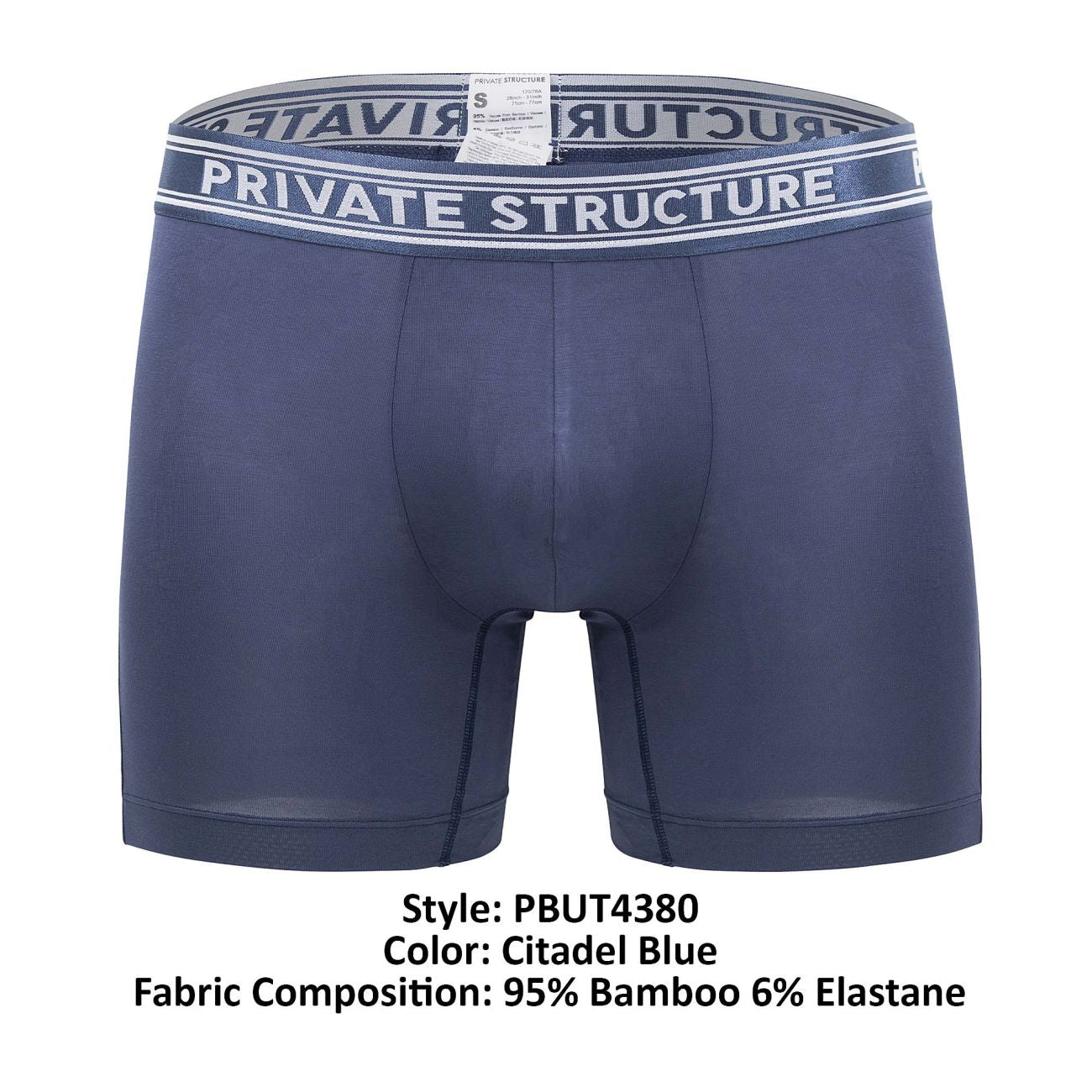 Private Structure PBUT4380 Bamboo Mid Waist Boxer Briefs Citadel Blue