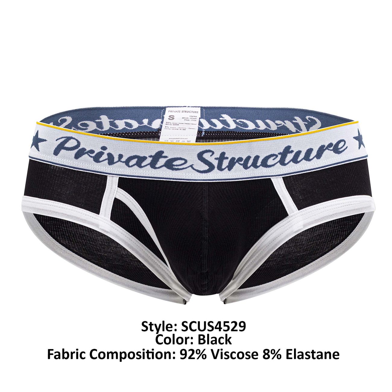 Private Structure SCUS4529 Classic Mid Waist Mini Briefs Black