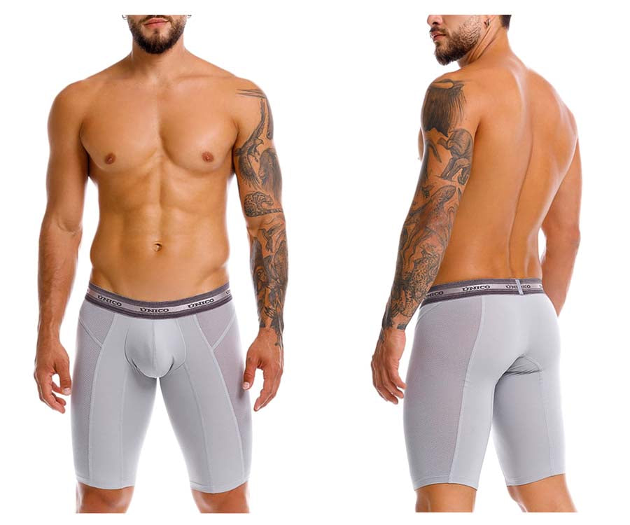 Unico 25040100323 Albaricoque Mens Long Leg Boxer Briefs Gray