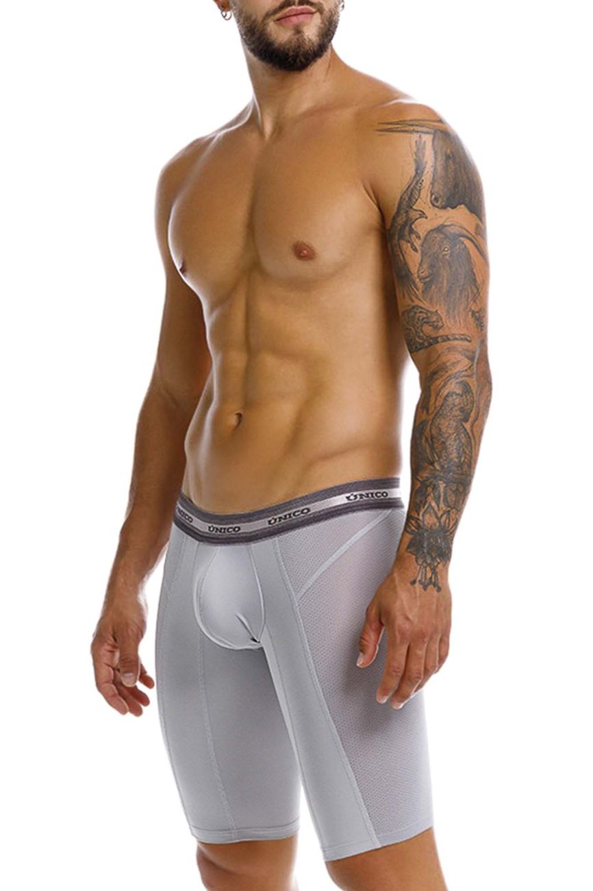 Unico 25040100323 Albaricoque Mens Long Leg Boxer Briefs Gray