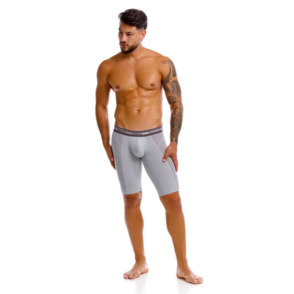 Unico 25040100323 Albaricoque Mens Long Leg Boxer Briefs Gray