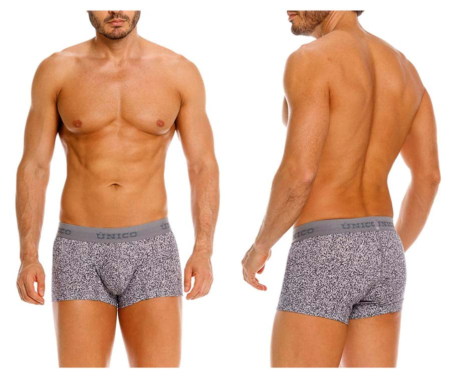 Unico 26020100114 Suede Mens Sleek Micro Print Trunks Gray Plus Sizes