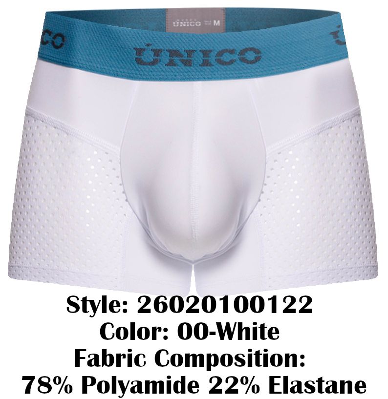 Unico 26020100122 Mens Stay Cool & Fresh Sedoso Trunks White Plus Sizes
