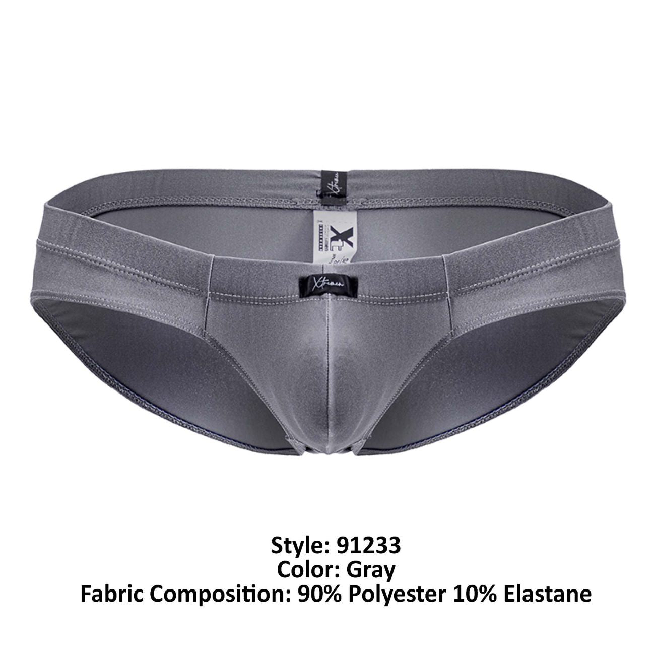 Xtremen 91233 Mens Microfiber Contoured Briefs Gray