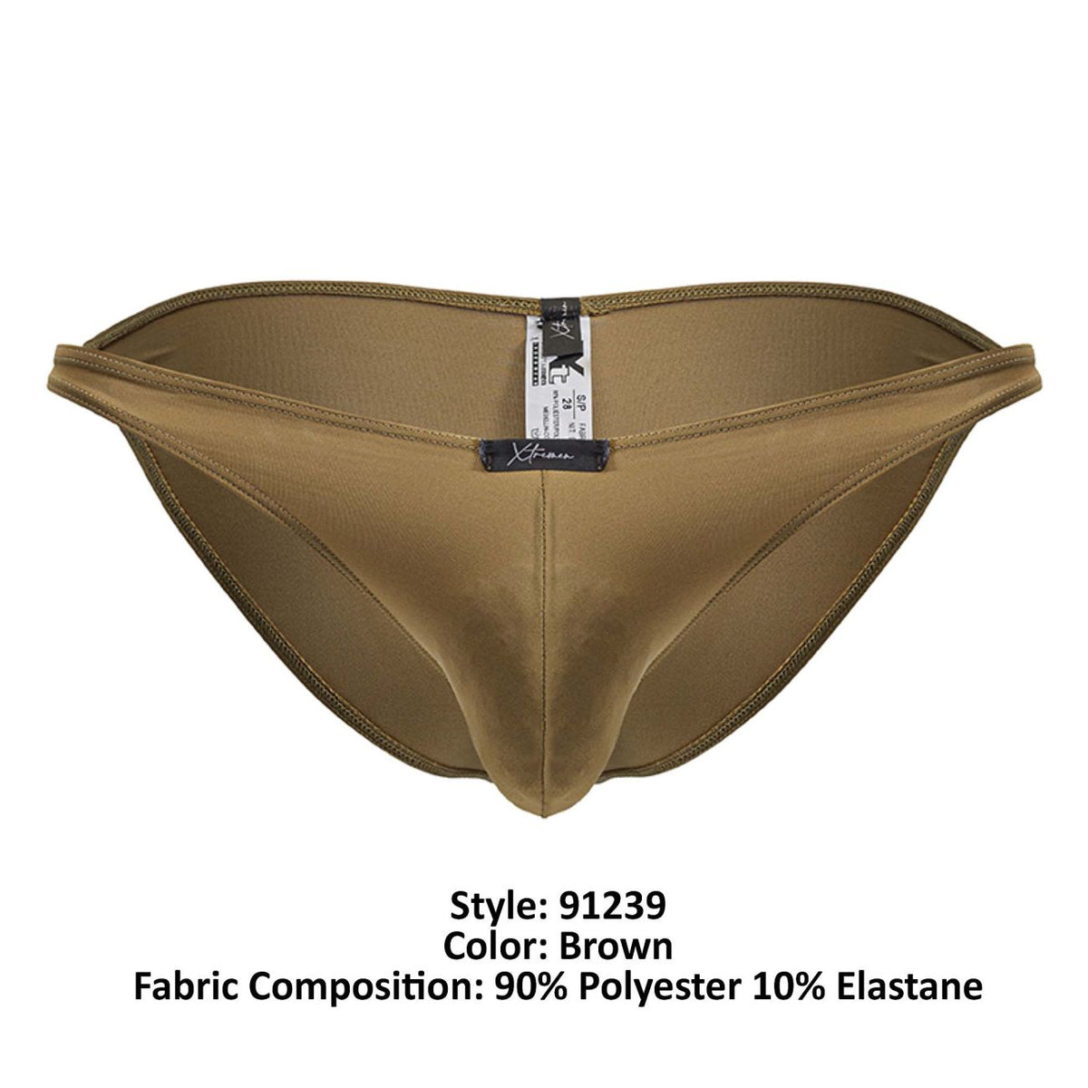 Xtremen 91239 Mens Microfiber Ultra Flattering Bikini Brief Brown