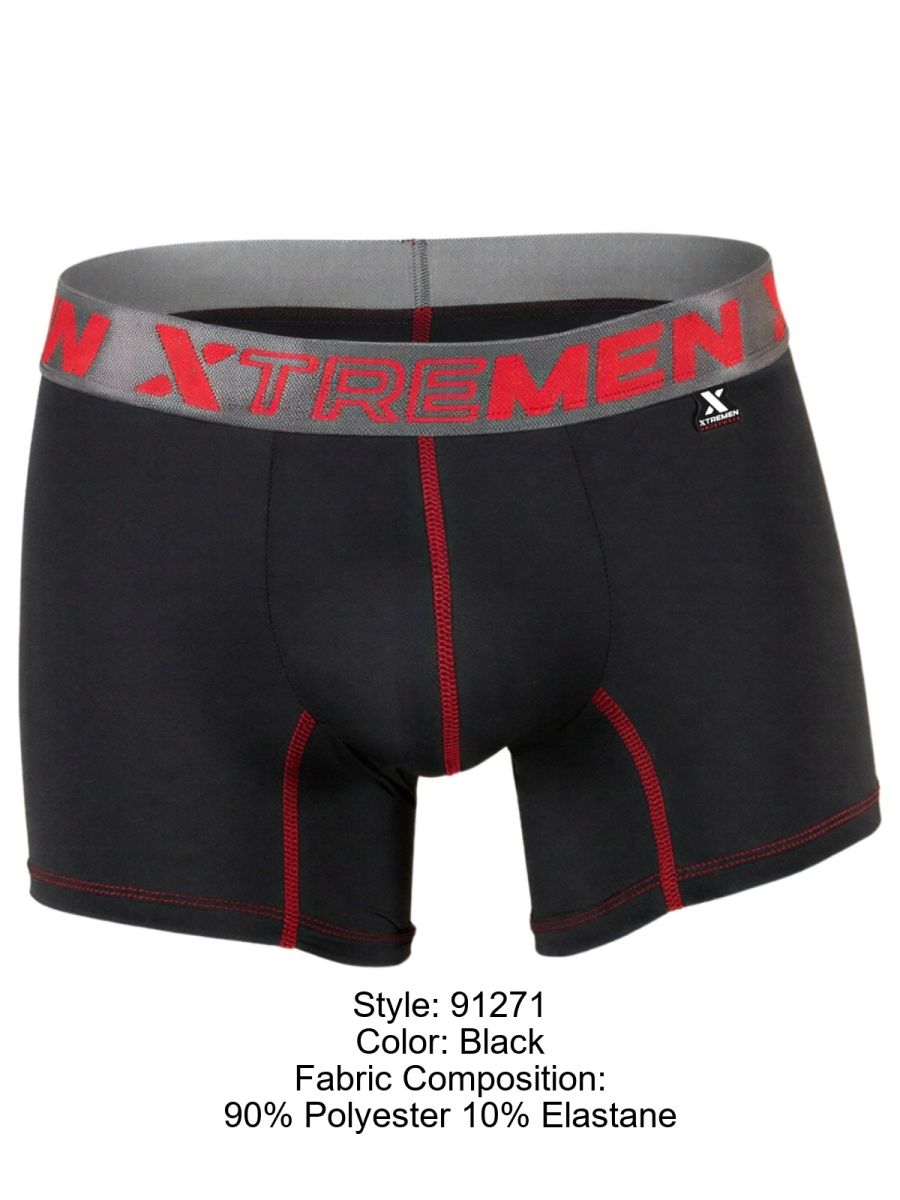 Xtremen 91271 Mens Microfiber Ultimatee Comfort & Athletic Style Boxer Briefs Black