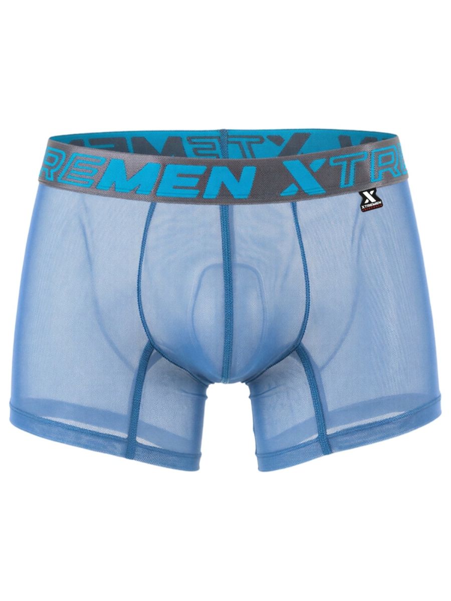 Xtremen 91277 Mens Microfiber Sheer Mesh Boxer Briefs Blue