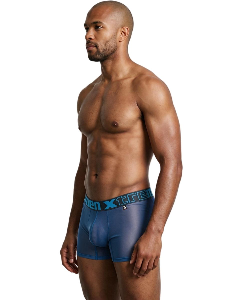 Xtremen 91277 Mens Microfiber Sheer Mesh Boxer Briefs Blue