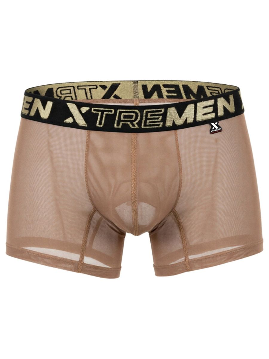 Xtremen 91277 Mens Microfiber Sheer Mesh Boxer Briefs Brown