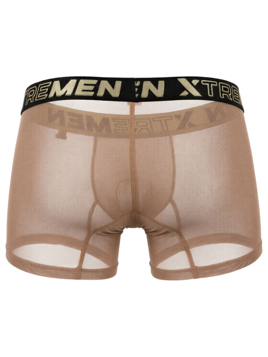 Xtremen 91277 Mens Microfiber Sheer Mesh Boxer Briefs Brown