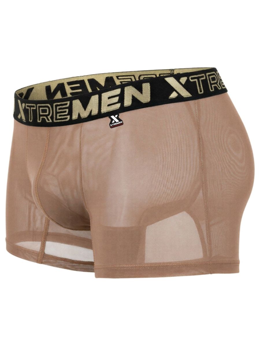 Xtremen 91277 Mens Microfiber Sheer Mesh Boxer Briefs Brown