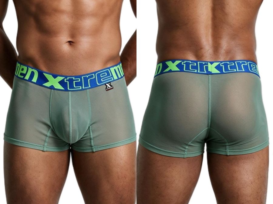 Xtremen 91277 Mens Microfiber Sheer Mesh Boxer Briefs Green