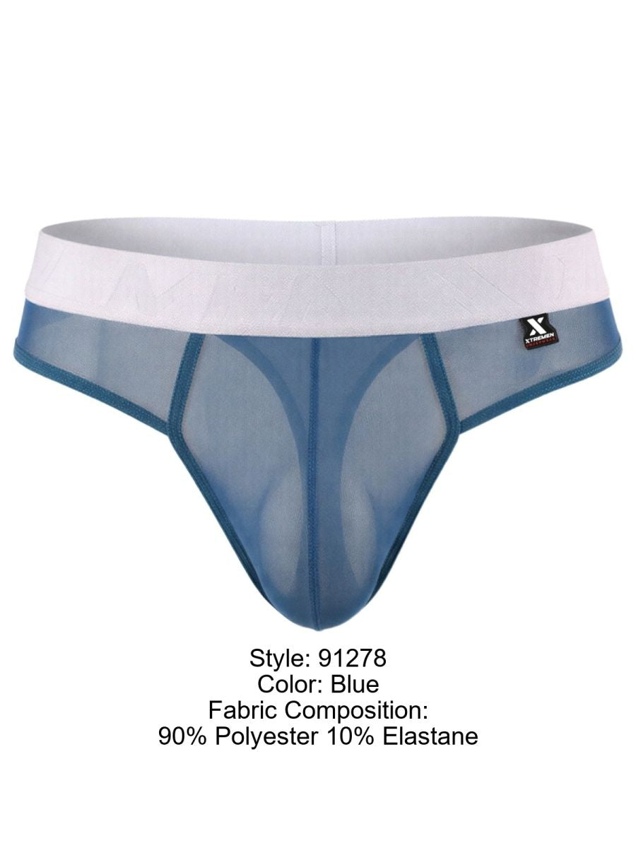 Xtremen 91278 Mens Microfiber Mesh Breathing Support Thongs Blue