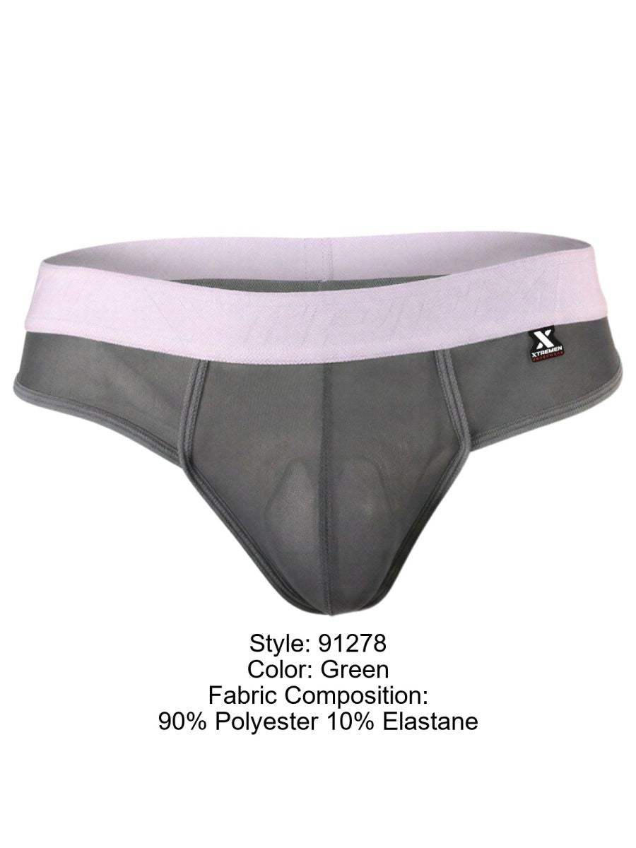 Xtremen 91278 Mens Microfiber Mesh Breathing Support Thongs Green