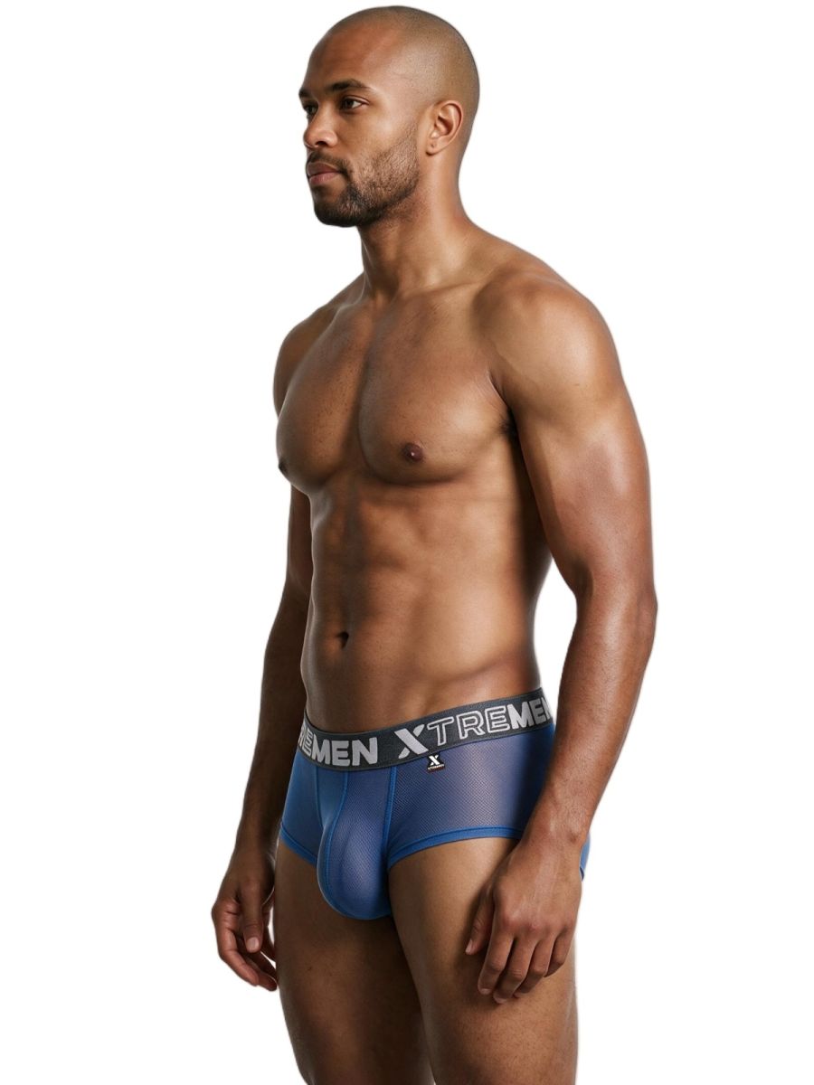 Xtremen 91279 Mens Microfiber Sheer Stretch Mesh Briefs Blue