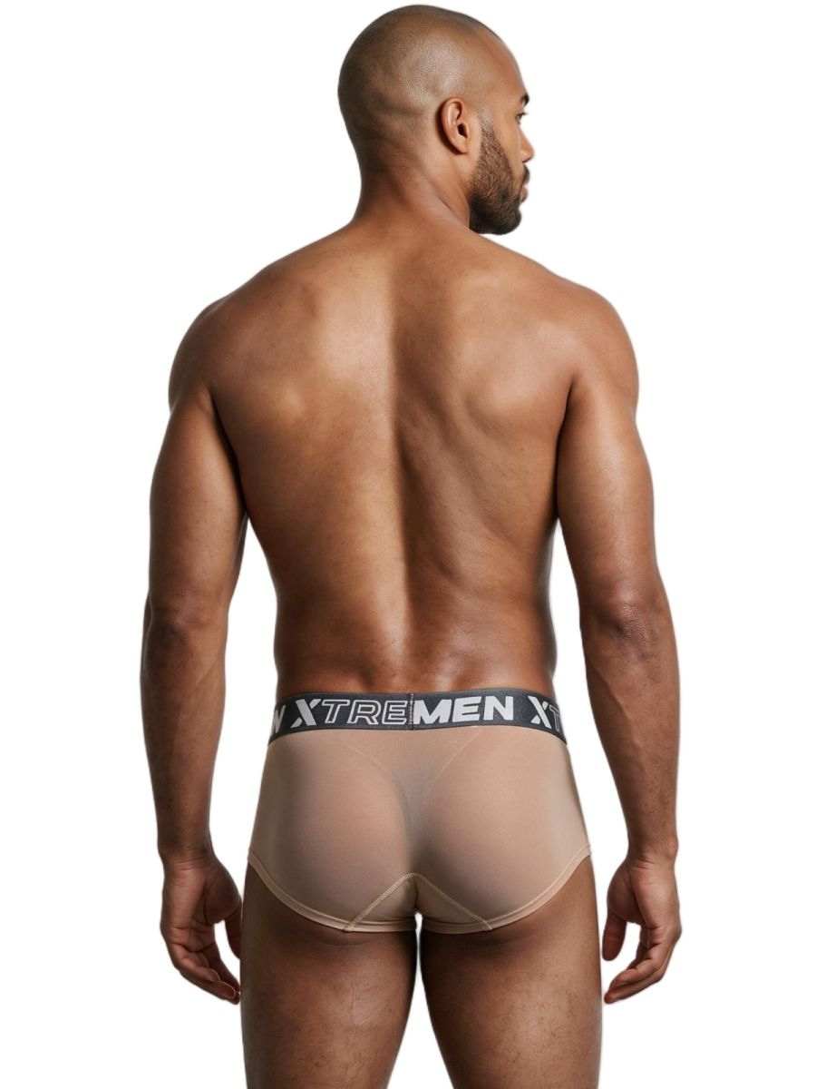 Xtremen 91279 Mens Microfiber Sheer Stretch Mesh Briefs Brown