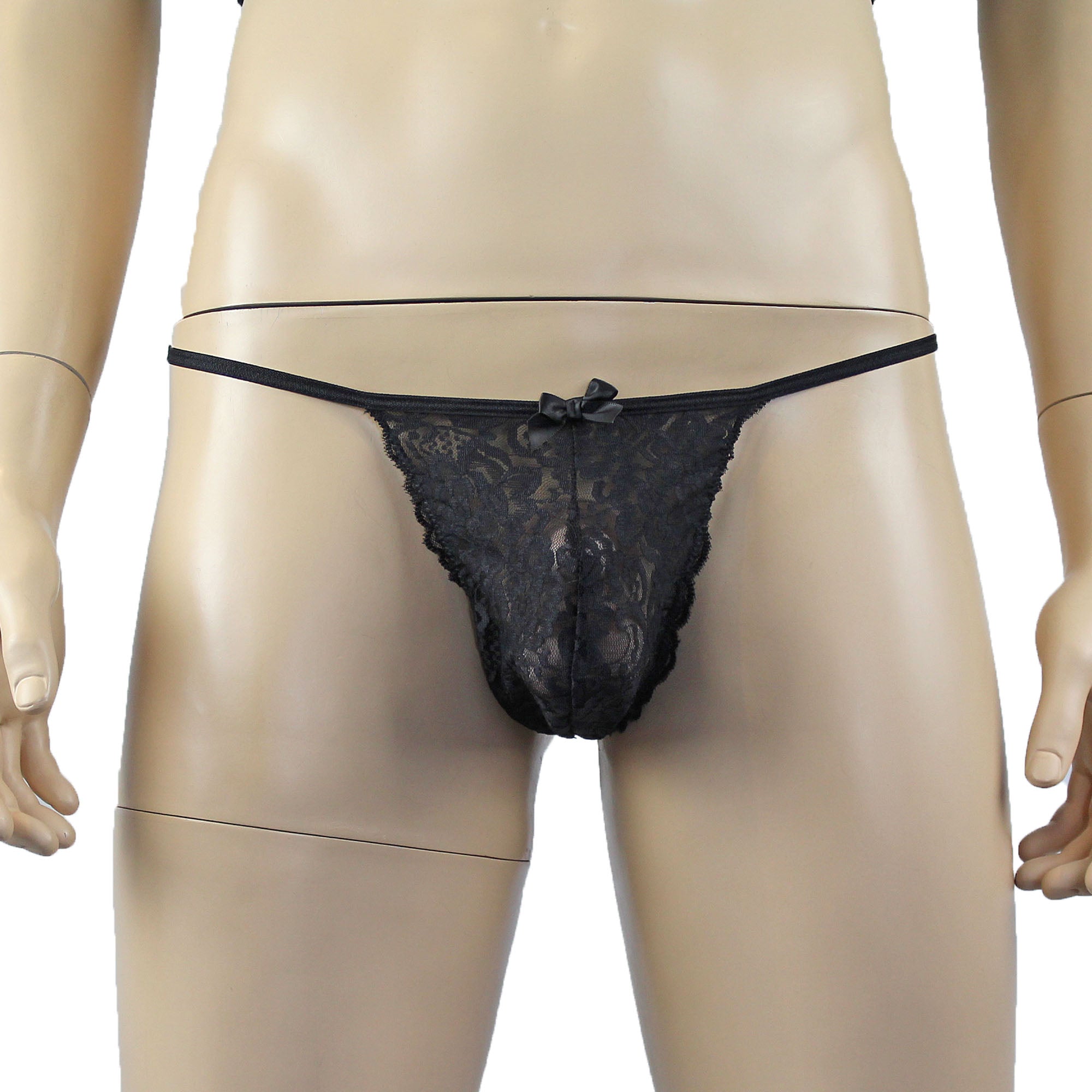 Mens Rebecca Pretty Floral Lingerie Lace Bra Top with G string Black