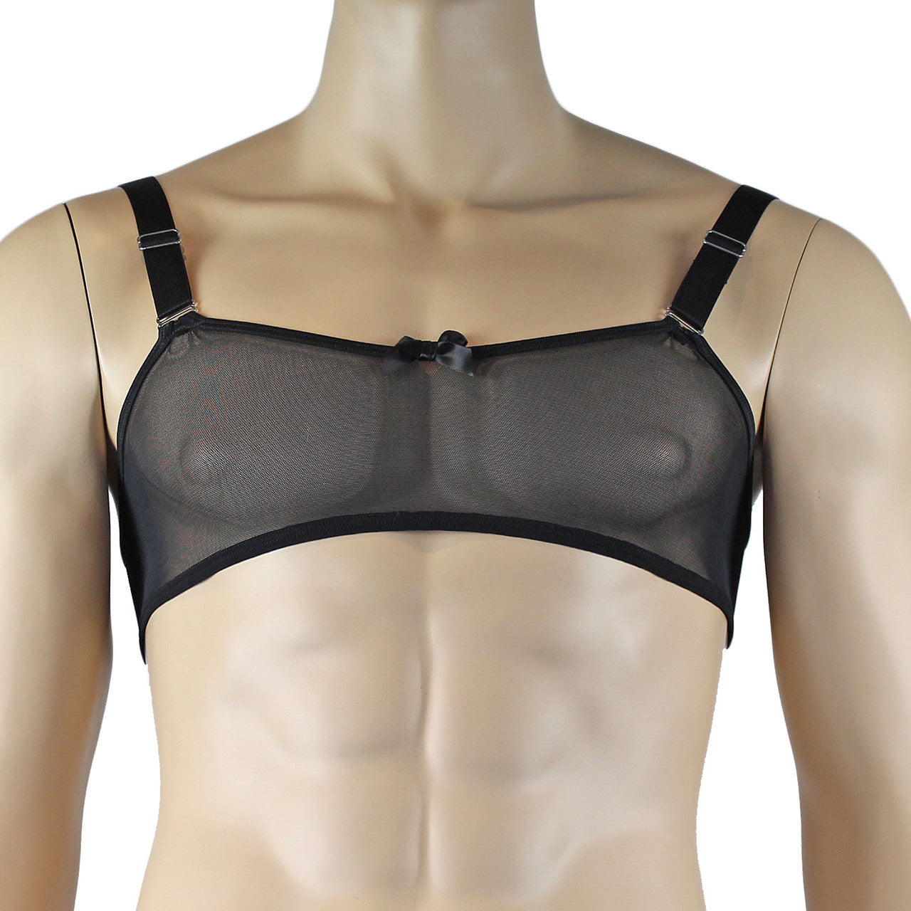 Mens Exotic Sheer Mesh Bra Top Black