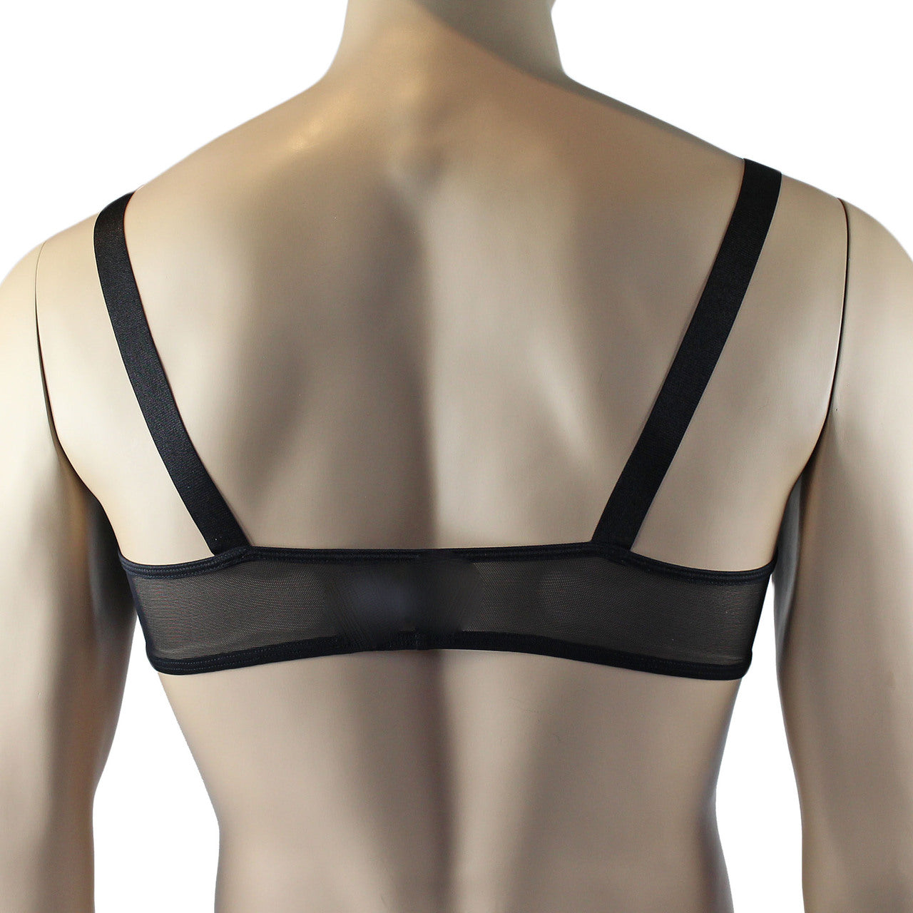 Mens Exotic Sheer Mesh Bra Top Black