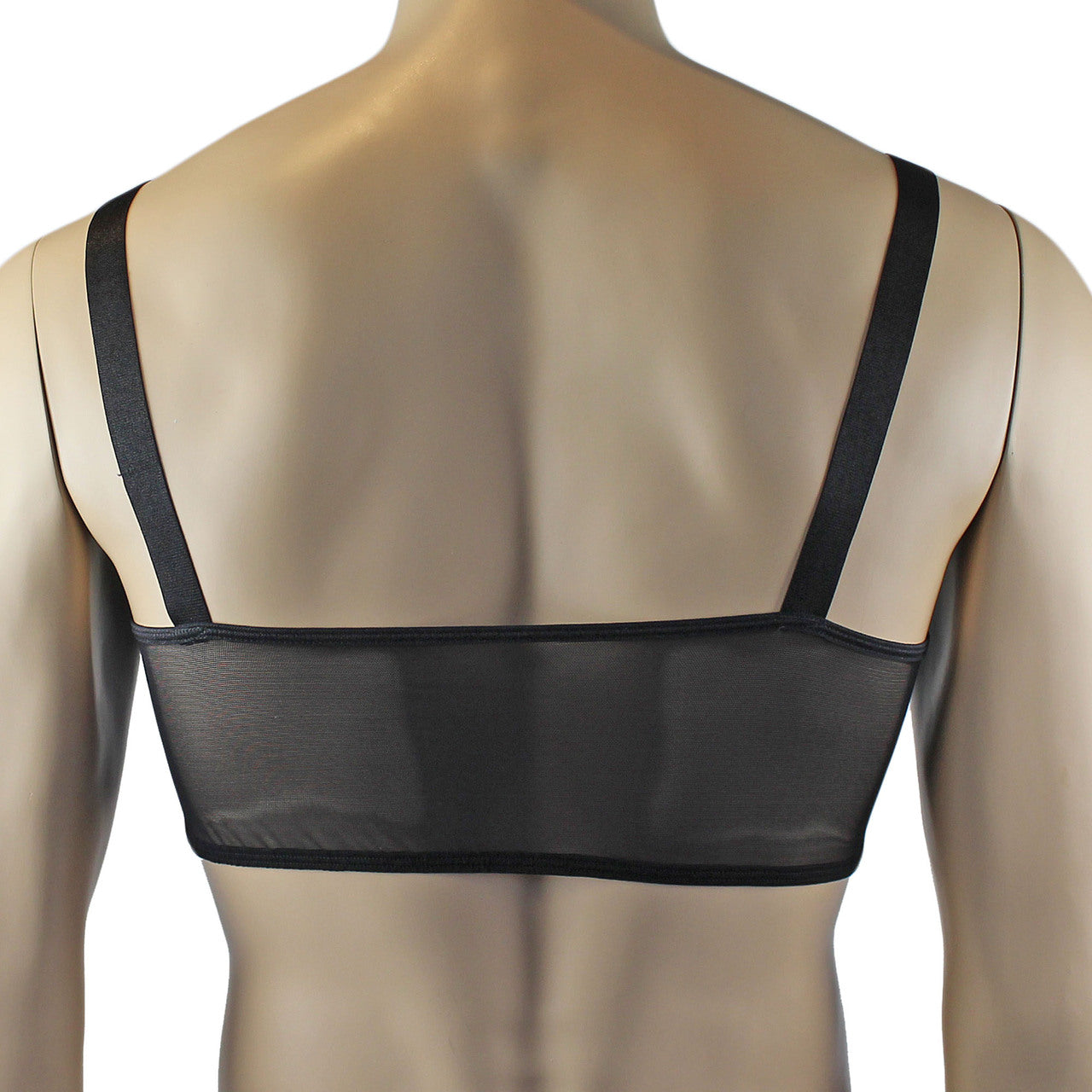 Mens Exotic Sheer Mesh Crop Bra Top Camisole - Sizes up to 3XL Black
