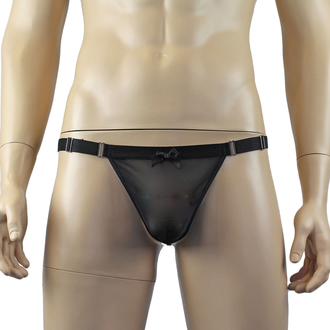 Mens Exotic Sheer Mesh Crop Bra Top Camisole & G string - Sizes up to 3XL Black