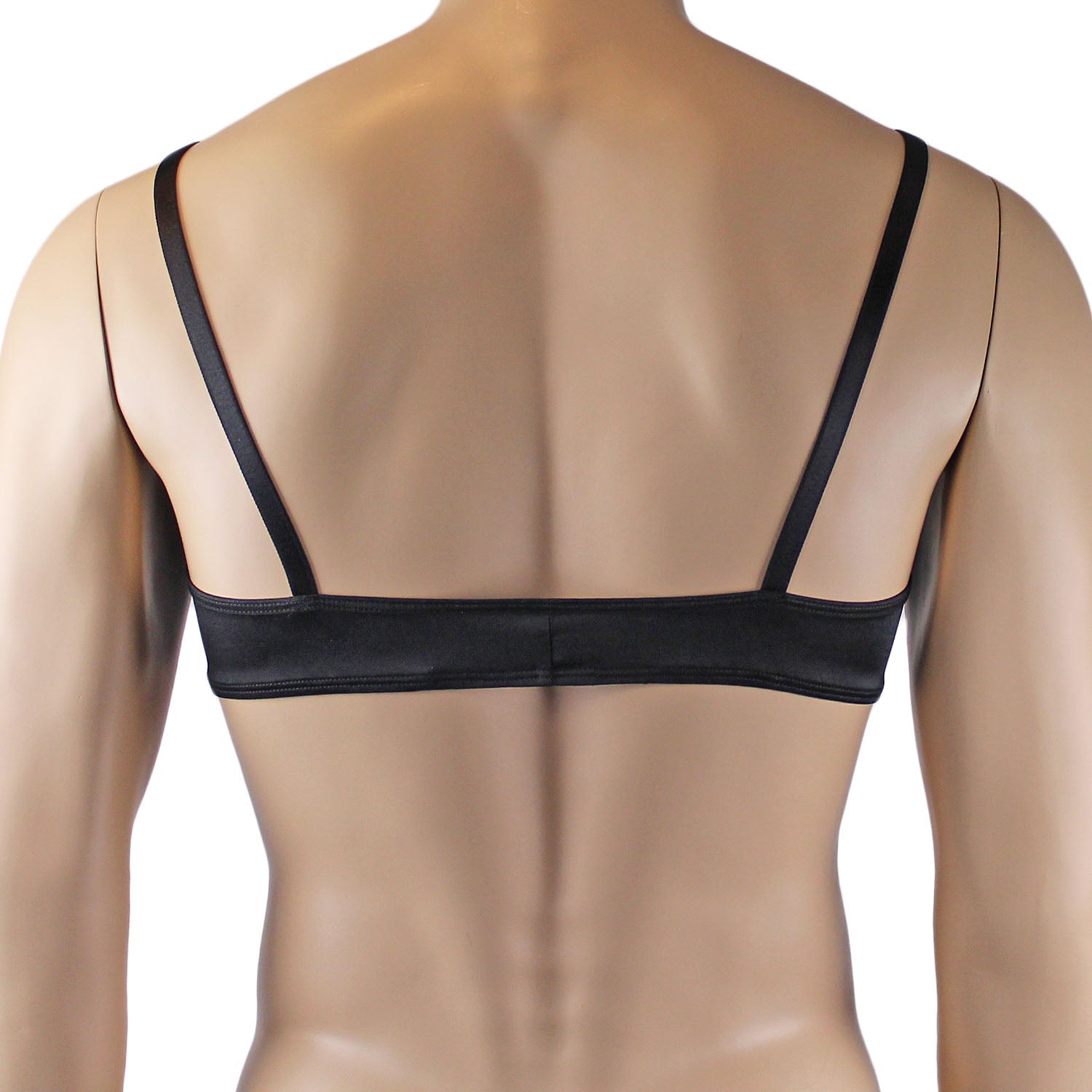 Mens Jenny Satin Spandex Bra Top with Adjustable Straps Black or White