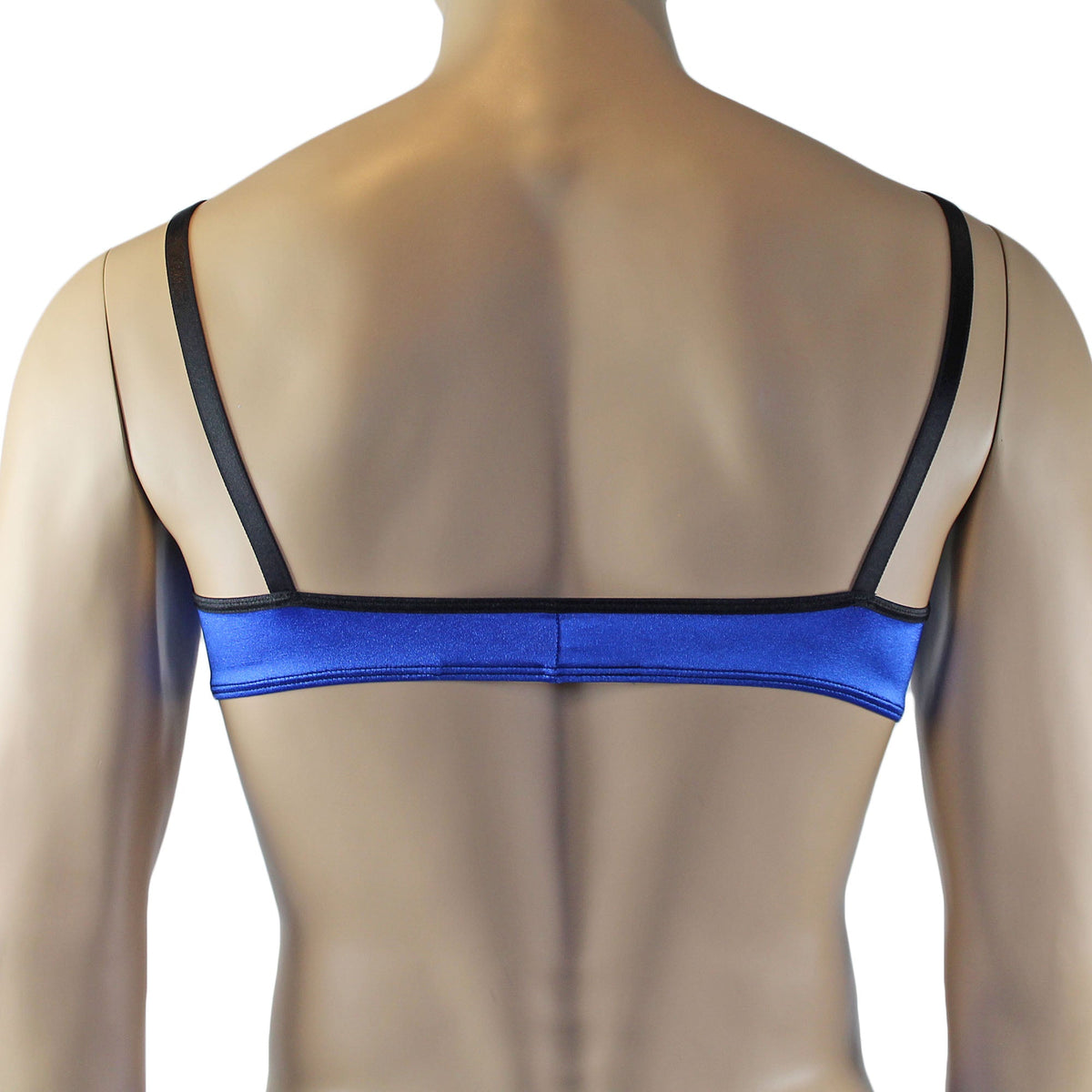 Mens Jenny Shiny Spandex Bra Top, G string and Garterbelt Multi Set Blue Orange Green
