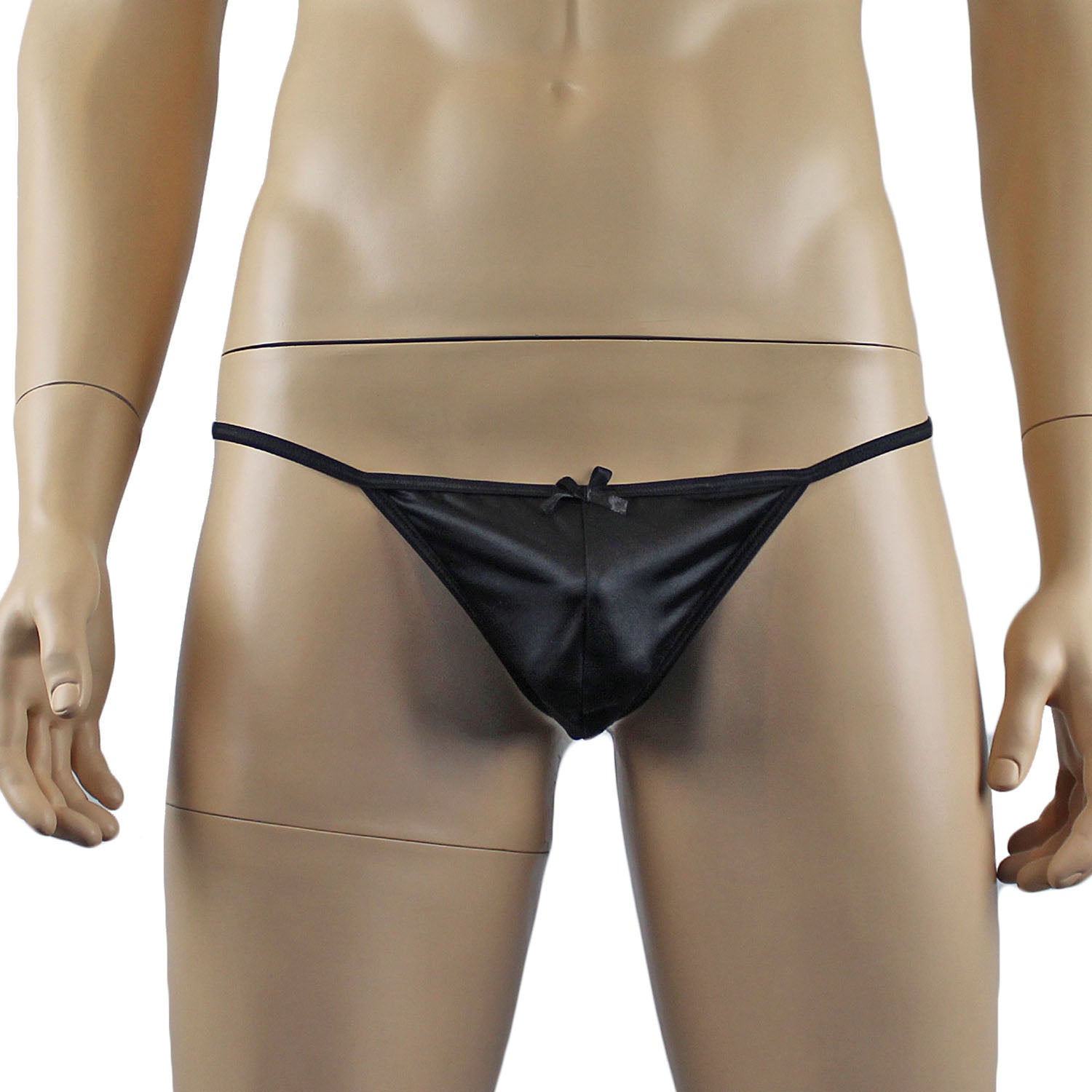 Mens Jenny Satin Pouch G string with Bow Black or White