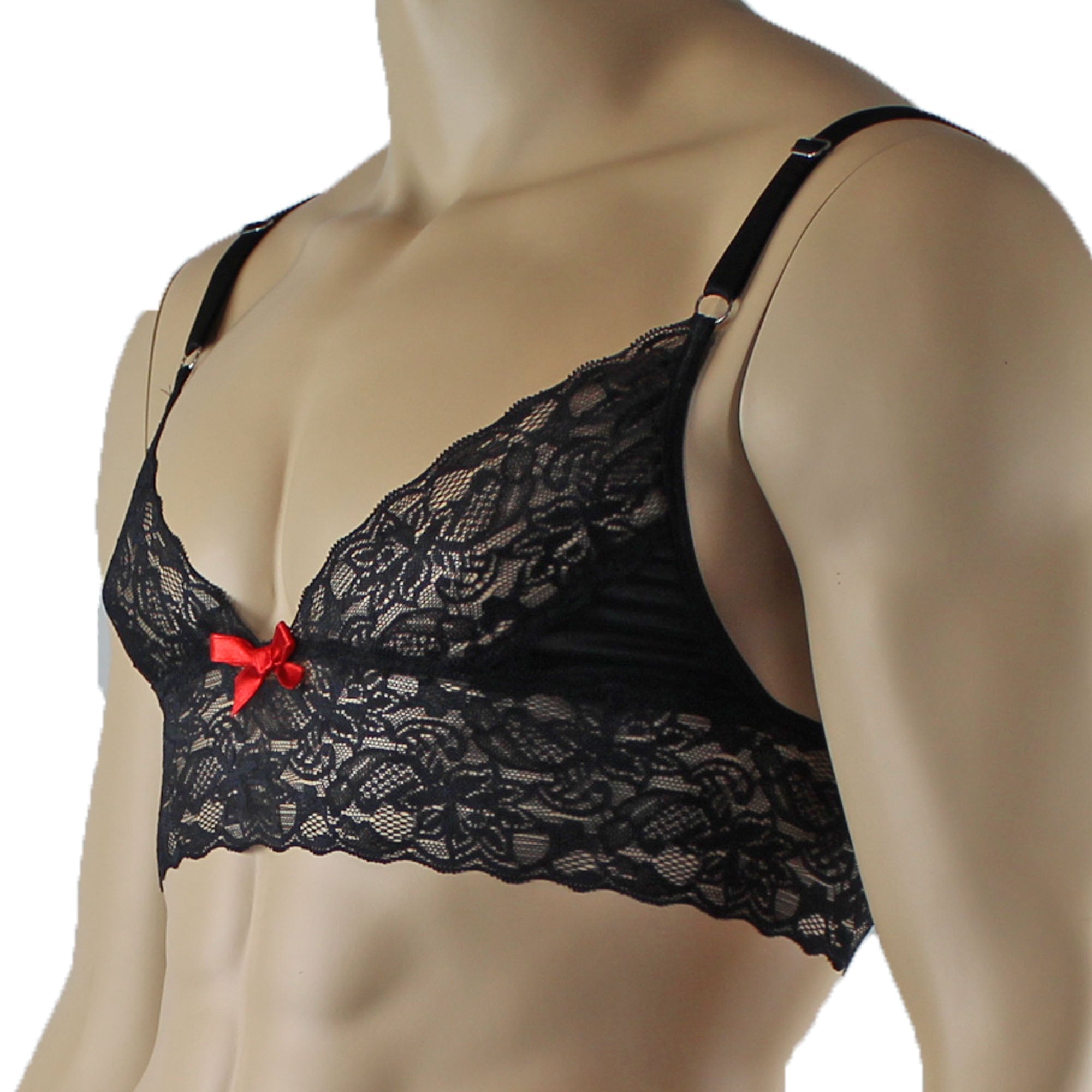 Mens Joanne Lace Bra Top Lingerie for Men (black and black lace plus other colours)