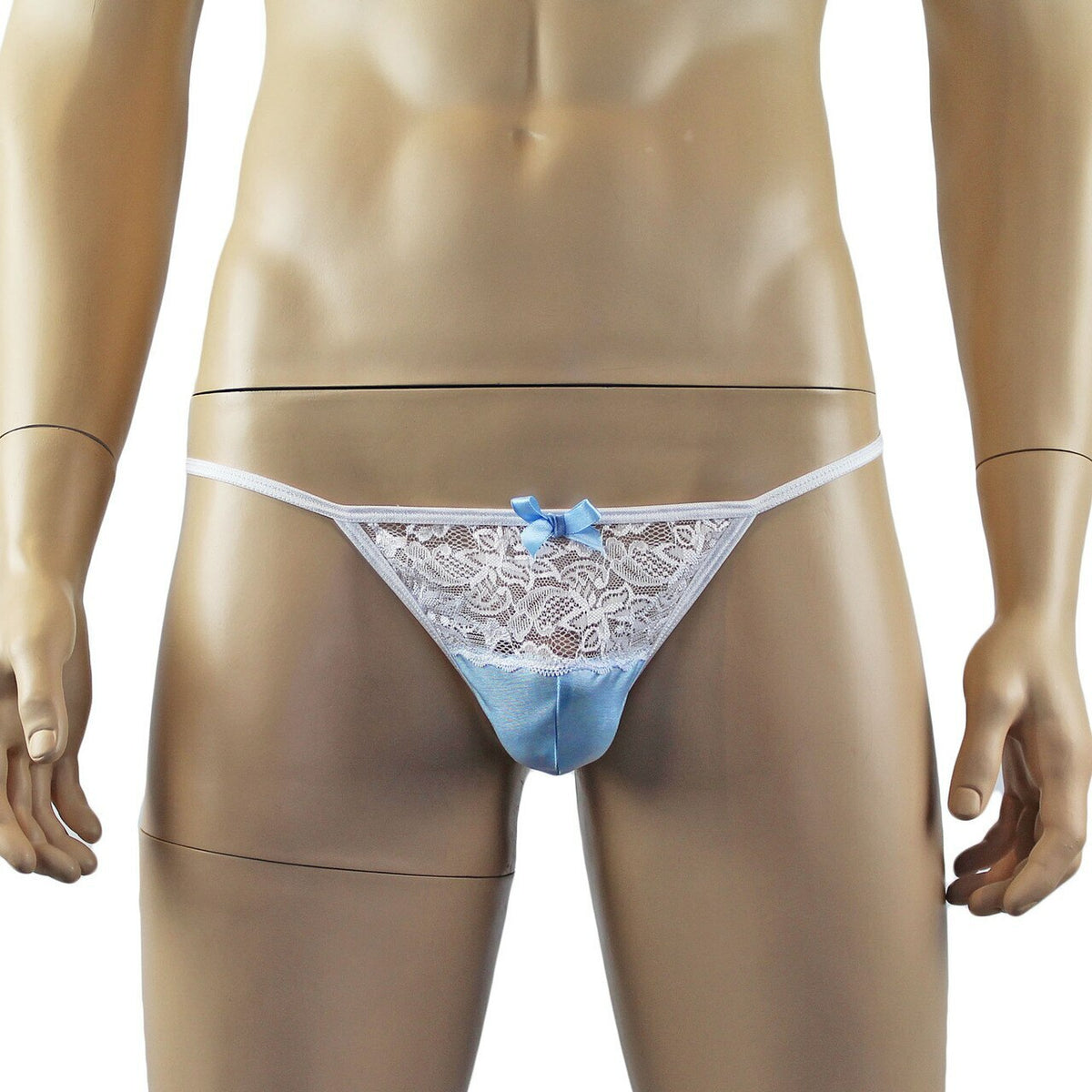 Mens Joanne Sexy Lingerie Babydoll with G string - Sizes up to 3XL (light blue & white plus other colours)