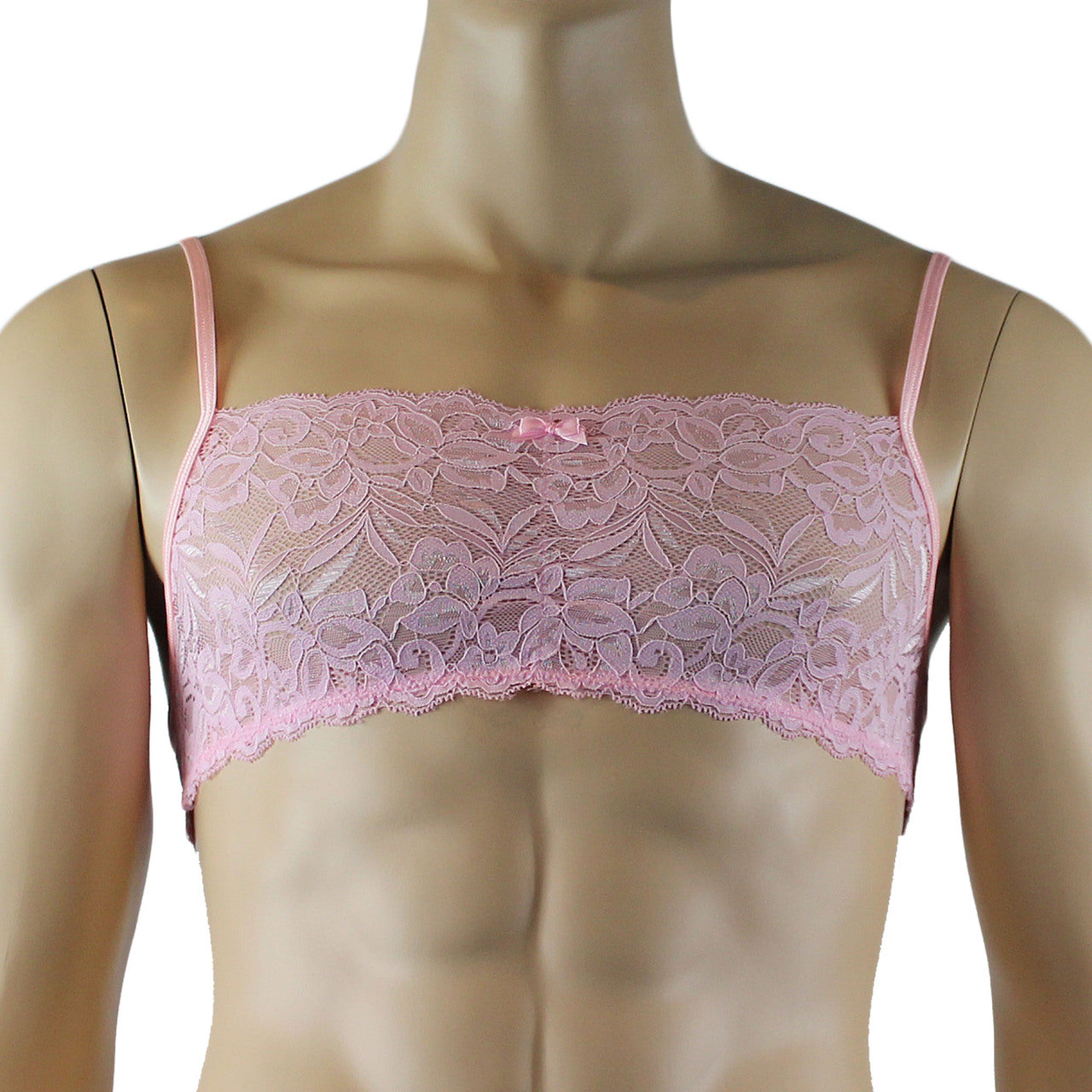 Mens Kristy Lingerie Lace Bra Top BR04 with thin Straps Light Pink