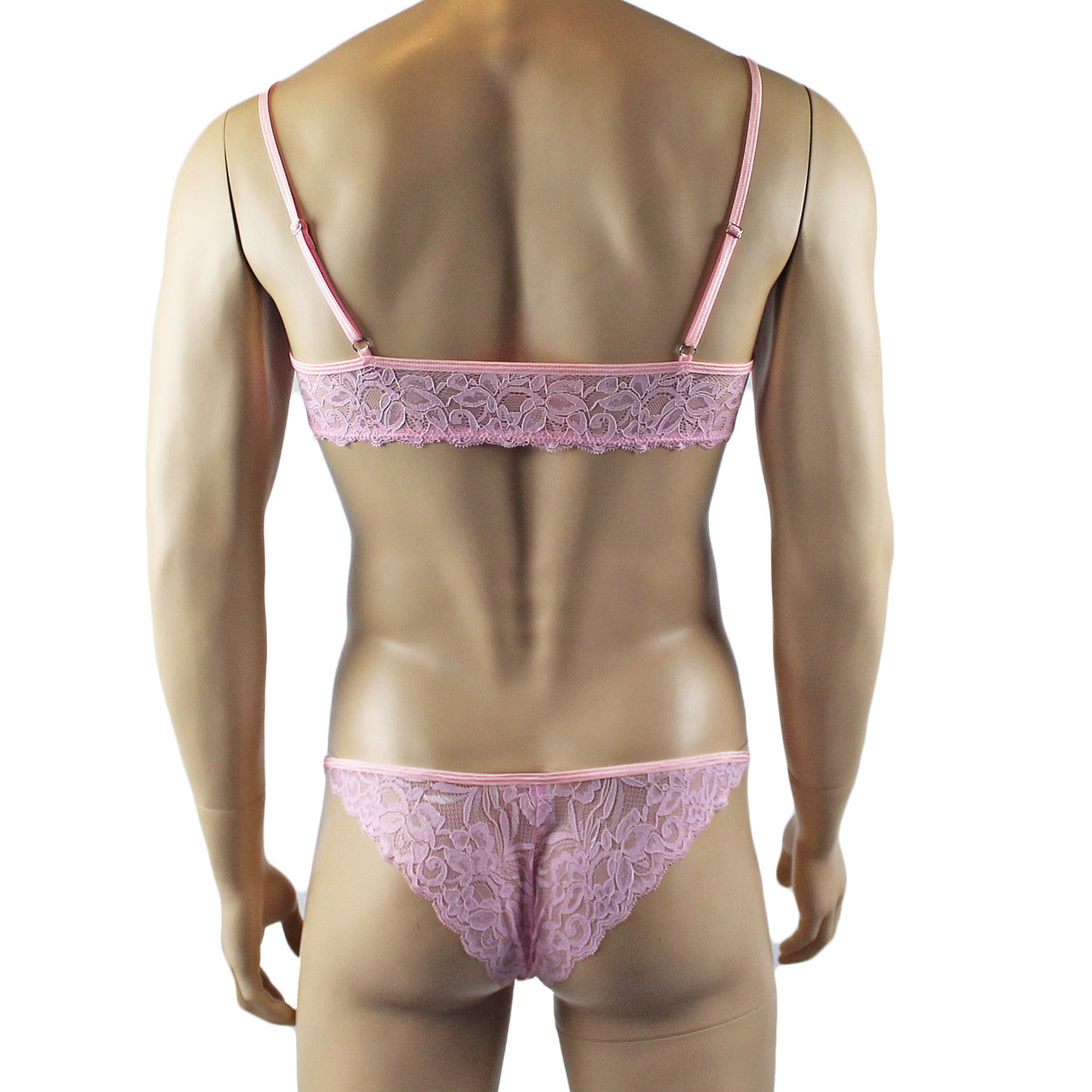 Mens Kristy Lingerie Lace Bra Top BR04G and Lace Panty Light Pink